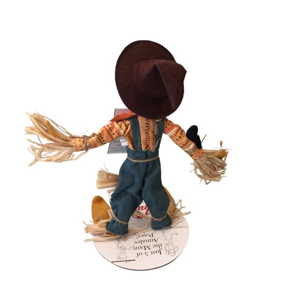 ANNALEE  12" Poseable Scarecrow 2019 Raffia Crow Autumn Patchwork - Picture 4 of 6